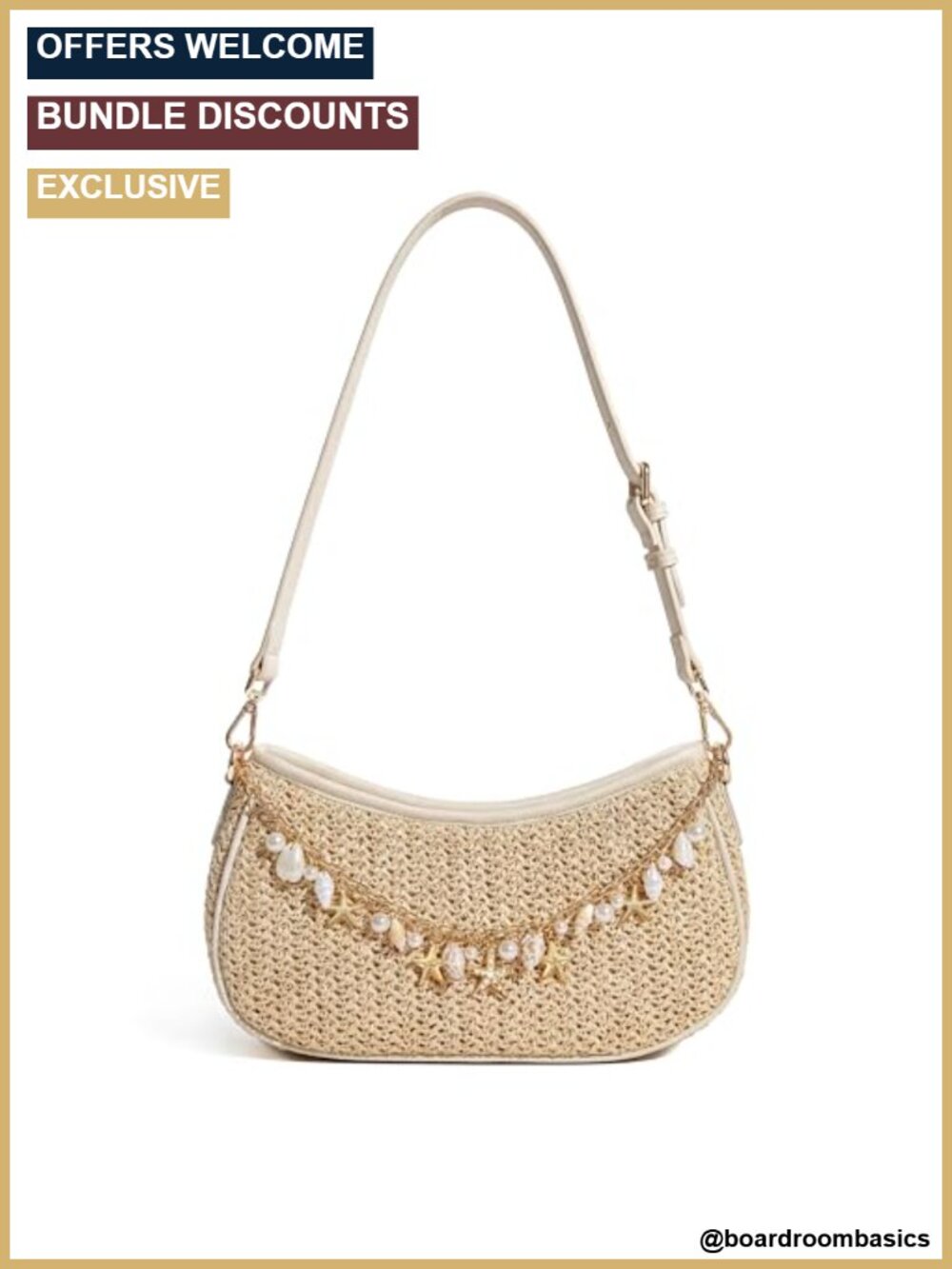 Raffia Woven Straw Shoulder Bag Hand-Woven Boho Beach Hobo Purse
